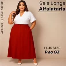 Saia Feminina Longa Alfaiataria Social Plus Size Festa Casual Evangélica Elegante Casamento Presente