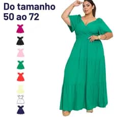 Vestido Longo Feminino Plus Size Evangélico Casamento Festa Noivado Trabalho Social Verão G2 ao G7