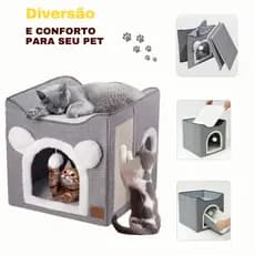 Casa Gato Pet Ninho Toca Resistente Tapete Lavavel Compacta Dobravél Brinquedo Arranhador Sisal
