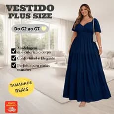 Vestido Plus Size Confortável Elegante Festa Casamento Noivado Social Tamanho 50 a 72 Verão Mãe