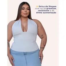Blusinha Cropped Frente Única Plus Size com Amarração Confortável Elegante Moda Feminina Gringa