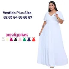 Vestido Longo Feminino Plus Size Grande Elegante confortável Lastéx Formatura Evangélico Casamento