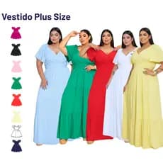 Vestido Feminino Longo Plus Size Social Duna Decote V Moda Evangélica Blogueira Tendência Mãe