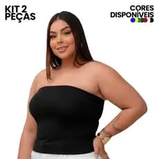 Top Faixa Plus Size Tomara que Caia Reforçado Forrado Elegante Básico Kit com 2 Peças