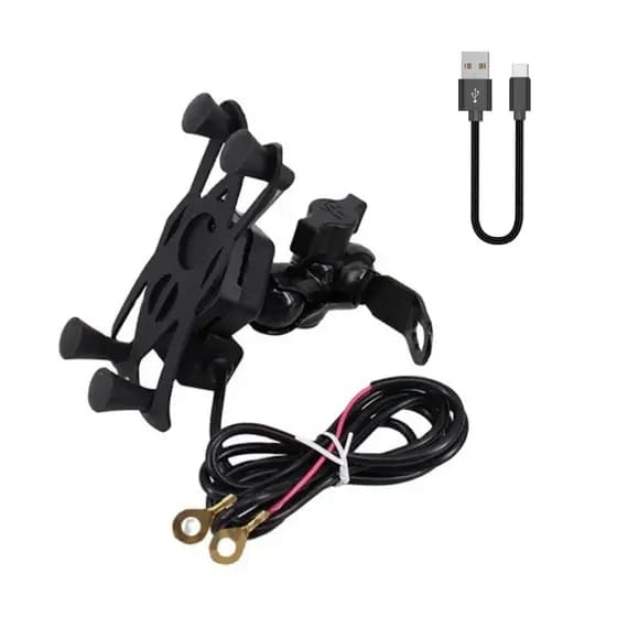 Suporte Celular Motocicleta Com Carregador Universal Usb mais cabo 25cm ferro
