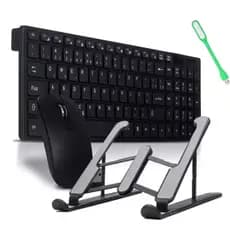 Kit Teclado E Mouse Sem Fio usb Wireless 2.4ghz  Óptico MingStore E  Suporte de mesa para notebook