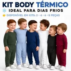 Kit Body Térmico Peluciado Bebê 2 4 6 8 Peças Quentinha Suplex Confortável Infantil Inverno Sortido