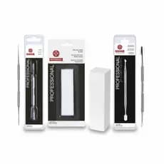 Espátula Mundial Cutícula Unha Profissional Aço Inox Bloco Polidor Lixa Palito Manicure Pedicure