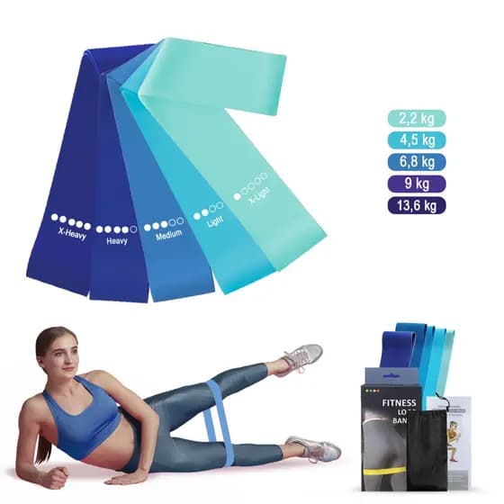 Kit 5 Faixas Elásticas Mini Bands Exercícios Treino em Casa Academia 5 Níveis de Intensidade Fisioterapia Musculação