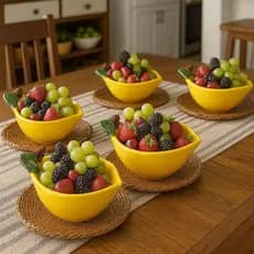 Conjunto 6 Bowls Sobremesa Limão Siciliano Cerâmica