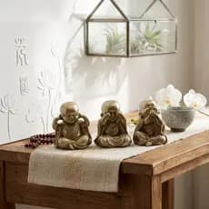 Kit 3 Budas Dourados Não Vejo Não Ouço Não Falo Enfeite Decorativo Estatueta  Sala Feng Shui
