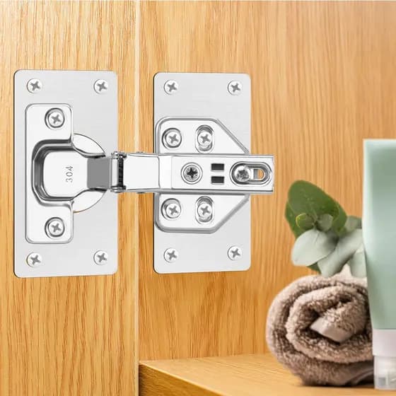 Kit Reparo Porta MDF/MDP Madeira – 10 Placas Reforço Dobradiça Armário em Aço Inox Cromado