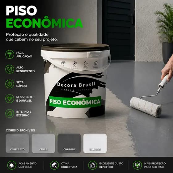 Tinta Piso Econômica Decora Brasil Concreto Cinza e Chumbo 800ml 3,6L
