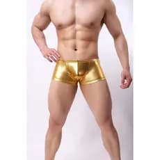 2026 novo estilo boxer briefs masculino ouro falso couro brilhante boxer briefs na moda cuecas masculinas boate festa mo