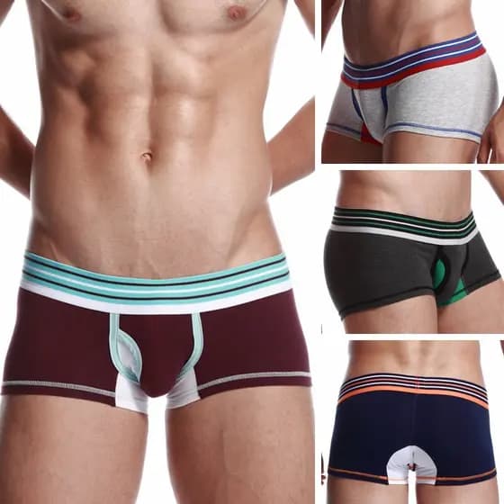 2026 Novo Estilo Hibin Confortável Puro Algodão Frente Virilha Aberta Cintura Baixa Roupa Interior Masculina Modeladora