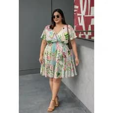 Vestido Plus Size Feminino Duas Marias Rodado Manga Curta