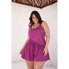 Conjunto Soltinho Plus Size Shorts e Regata Liso