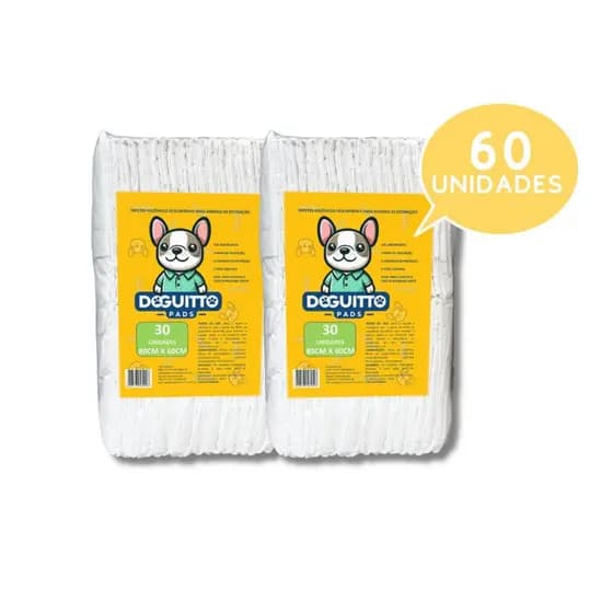 Tapete Higiênico Para Cachorro Doguitto Pads 80x60cm - Kit 60 Unidades Absorvente e Anti Vazamento