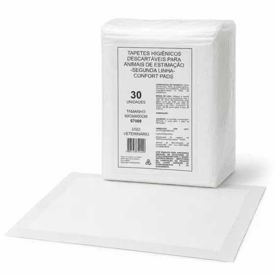 Tapete Higiênico Pet Confort Pads 2ª Linha 80x60cm Pacote com 30 Unidades