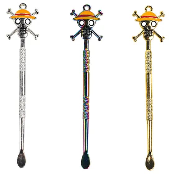 11.8cm Pirata Crânio Em Forma De Pá Pequena Material De Metal Colher Portátil E Compacta De Óleo Cozinha Ferramentas De
