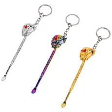 11.8cm Alienígena Chama Cabeça Pá De Metal Colher Multifuncional Tempero Cosméticos Portátil Chaveiro Design
