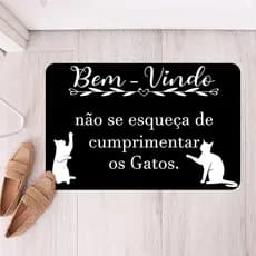 Tapete de Porta Bem Vindo Gato Entrada Decorativa, Antiderrapante, Costura Reforçada ( Tap 107)