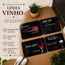 Tapete de Porta Vinho Entrada Decorativa, Antiderrapante, Costura Reforçada Tapete Entrada