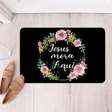 Tapete de Porta Para Entrada Antiderrapante Jesus Mora Aqui (tap 224)