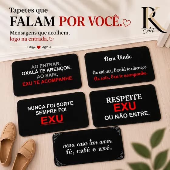 Tapete de Porta Exu Tapete Entrada Decorativa, Antiderrapante, Costura Reforçada