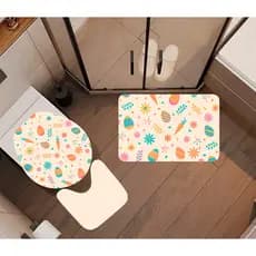 Tapete de Banheiro Páscoa Kit 3 Peças – Antiderrapante, Decorativo e Confortável (JOB P106)