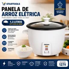 Panela de Arroz Elétrica 1,3L Com Bandeja Vapor Antiaderente Aquecimento Automático 127V