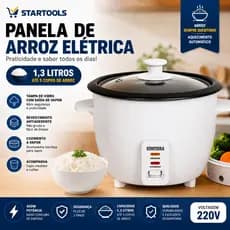 Panela de Arroz Elétrica 1,3L Com Bandeja Vapor Antiaderente Aquecimento Automático 220V