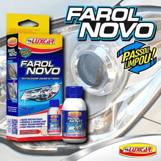 Revitalizador Líquido Farol Novo Luxcar para Faróis e Superfícies de Acrílico e Policarbonato
