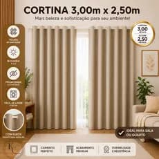 Cortina PREMIUM 3,00x2,50 - Decoração Para Quarto, Sala & Escritório Janela Inteira Ótimo Caimento