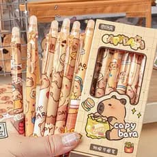 Caneta Apagável Capivara Gel 0.5mm Click Fofa Divertida Papelaria Criativa