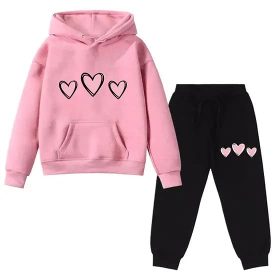 Linda Kit Conjunto Blusa E Calça Moletom Infantil 3 Corações