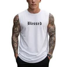 Regata Camiseta Cavada Masculina Estampa Blessed Estilo Streetwear Algodão Envio Imediato Lindo Produto