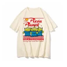 Camiseta Oversized Larga Unissex Desenho Animado Aliens 100% Algodão