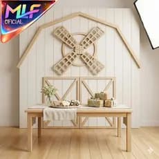 Recorte MDF Hélice de Moinho 82x82cm Desmontável em Madeira Cru para Artesanato