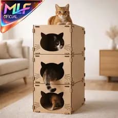 New Nicho Modular para Gatos em MDF com Encaixe entre Peças Espaço Pet para Descanso Full Novidade