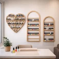 Organizador de Esmaltes em MDF Arco Romano com Detalhe de Coração para Salão de Manicure Novidade