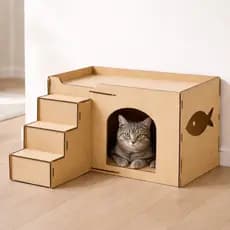 Toca para Gato em MDF Cru com Escada – Casinha Pet Moderna e Confortável