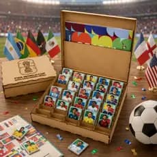 Caixa Organizadora de Cards e Figurinhas Futebol MDF Infantil com 48 Nichos Colecionáveis