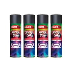 Kit Tinta Spray Automotivo Colorgin Preto Brilhante C/4