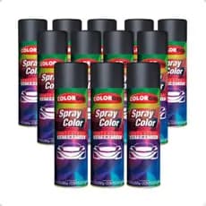 Kit Tinta Spray Automotivo Colorgin Preto Fosco C/12