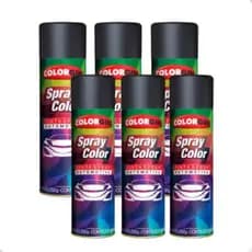 Kit Tinta Spray Automotivo Colorgin Preto Fosco C/6