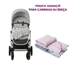 Manta Para Bebe Loani Coraçao 75x100cm Berço E Carrinho Azul Cinza Rosa Unissex