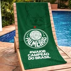Toalha Palmeiras Oficial Aveludada Banho Oficial 70x140Cm