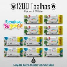 Kit 10 Pacotes Toalhas Umedecidas TURMINHA DA BAGUNÇA 120 Folhas - 19x13 cm com Tampa