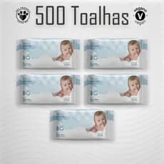 Kit 05 Pacotes Toalhas Umedecidas GIO BABY - 100 Folhas 19x13 cm - SEM TAMPA FLIP TOP